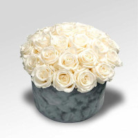 Sugar Rosie” – 25 White Rose Flower Box – Send Luxury Flowers Box Online